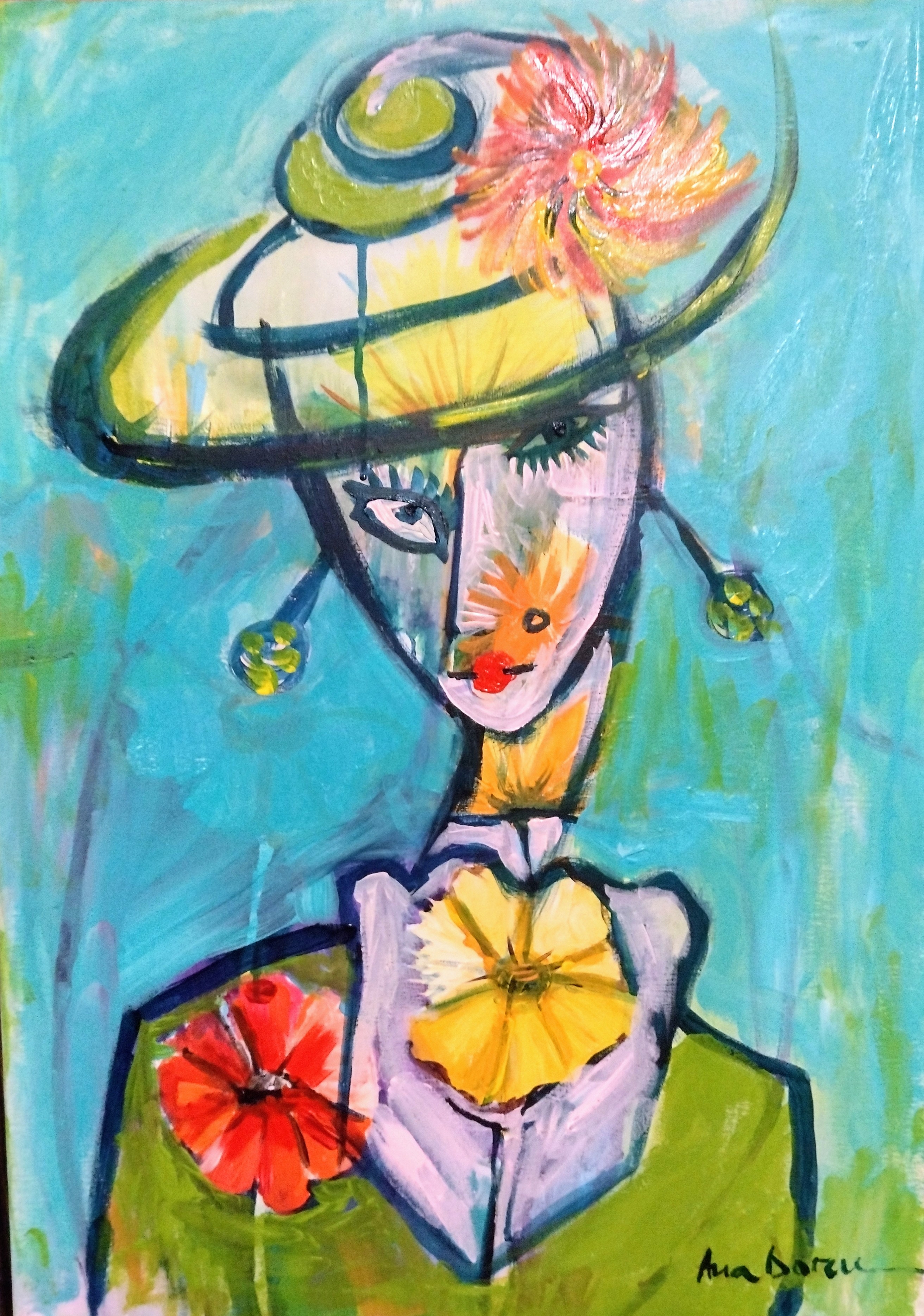 La Dama de las flores , cuadro original, Acrílico sobre Lienzo, comprar  cuadros