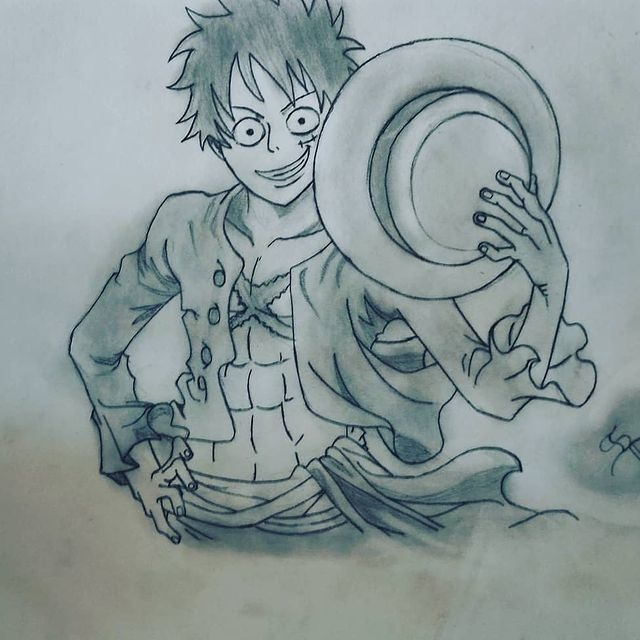 One Piece Luffy, Carboncillo, Dibujos, comprar arte original
