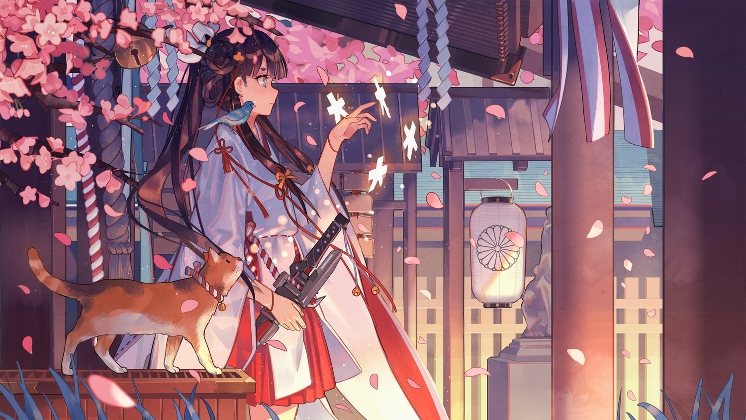 Anime girl with kimono, Otros, Técnica Mixta, Tinta, Dibujos, comprar arte  original