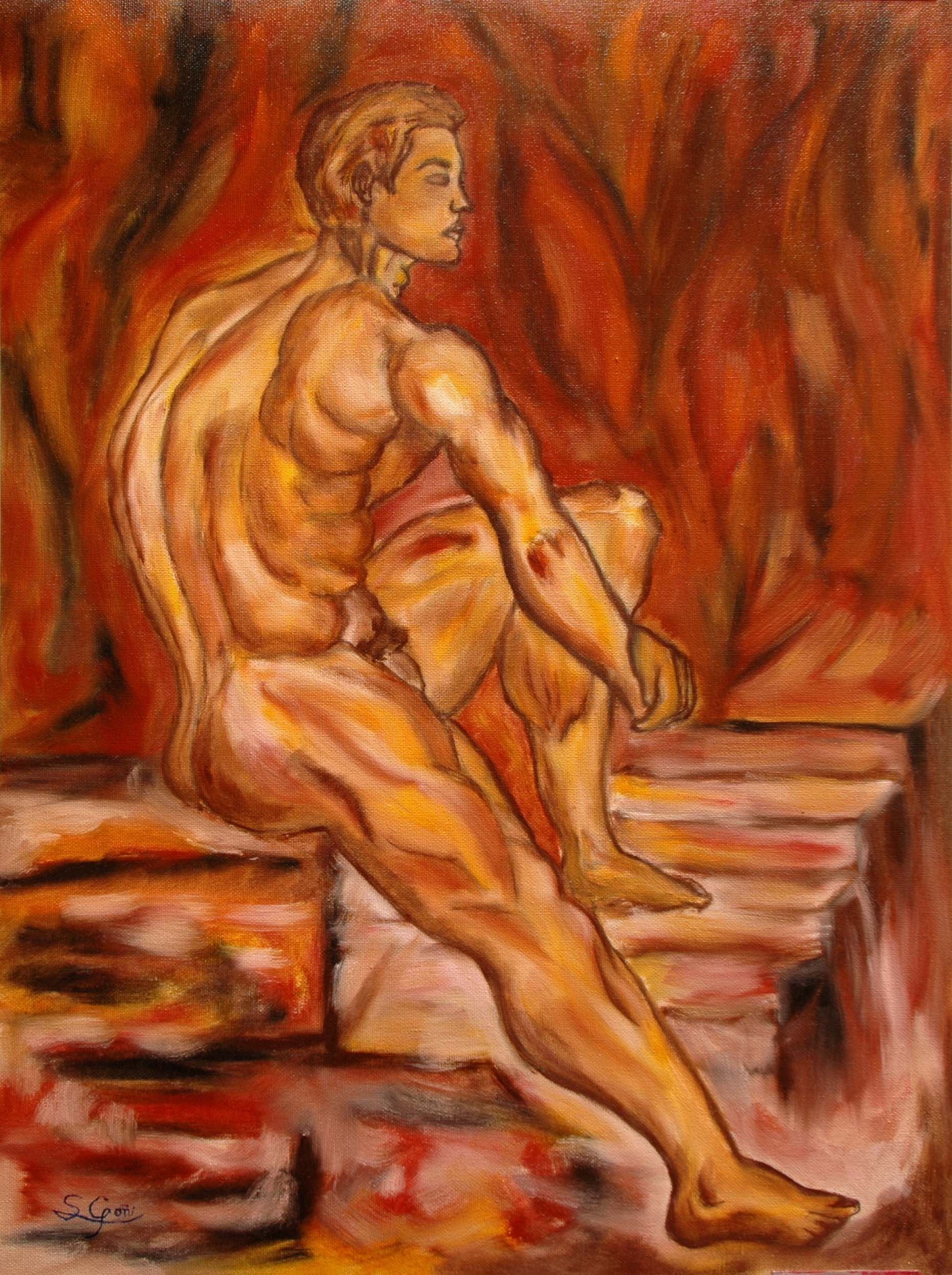 Desnudo masculino, cuadro original, Óleo sobre Lienzo, comprar cuadros
