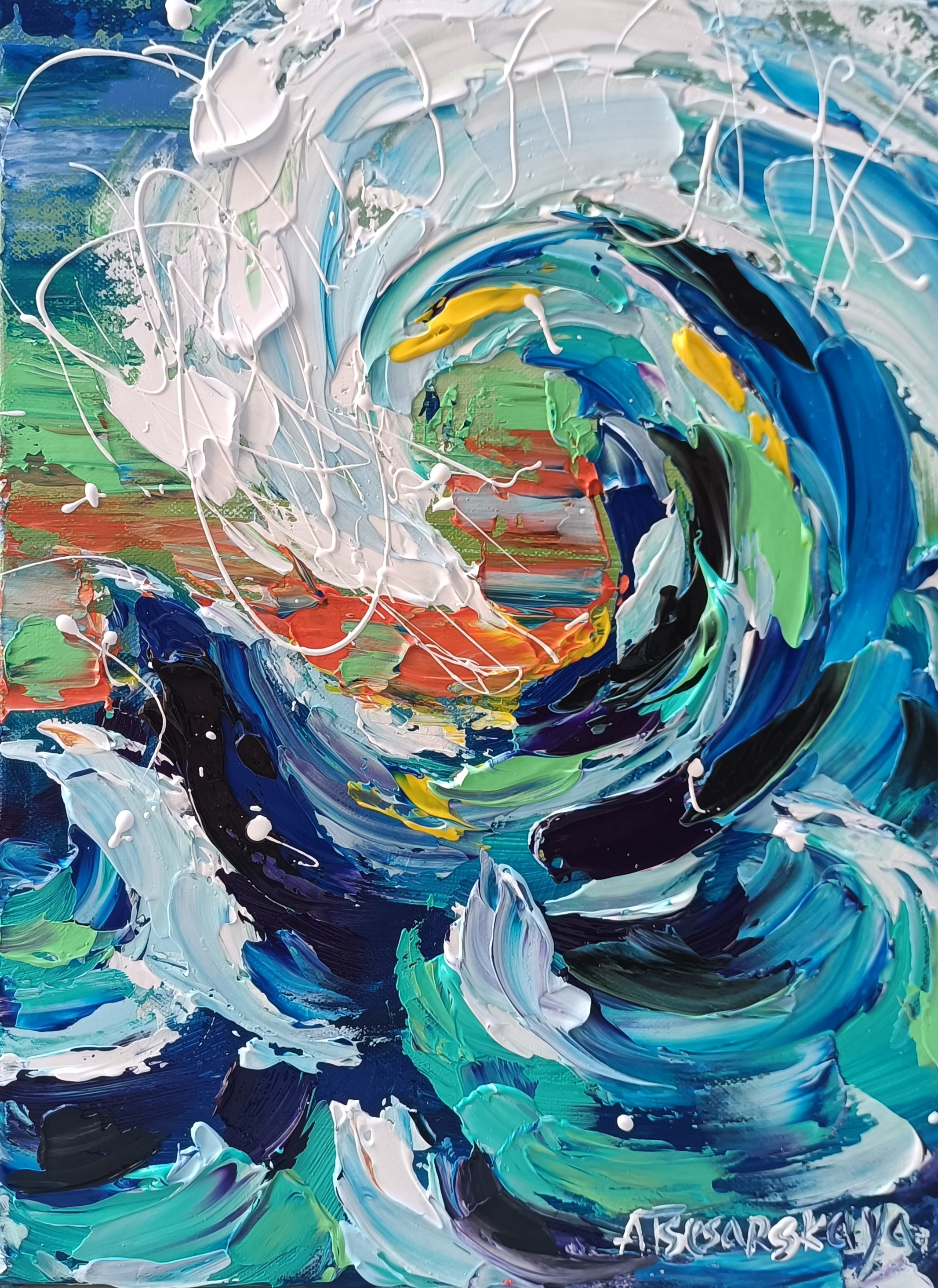 Wave textured painting 30×40