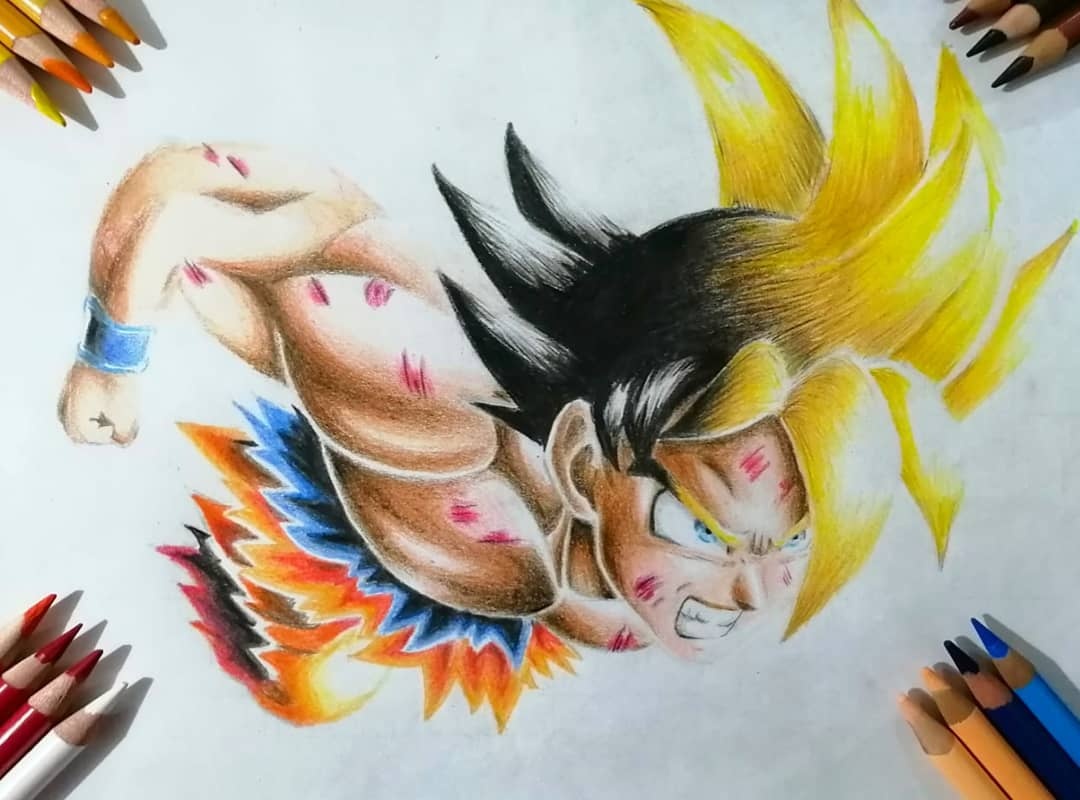 Desenho realista de Goku · Creative Fabrica