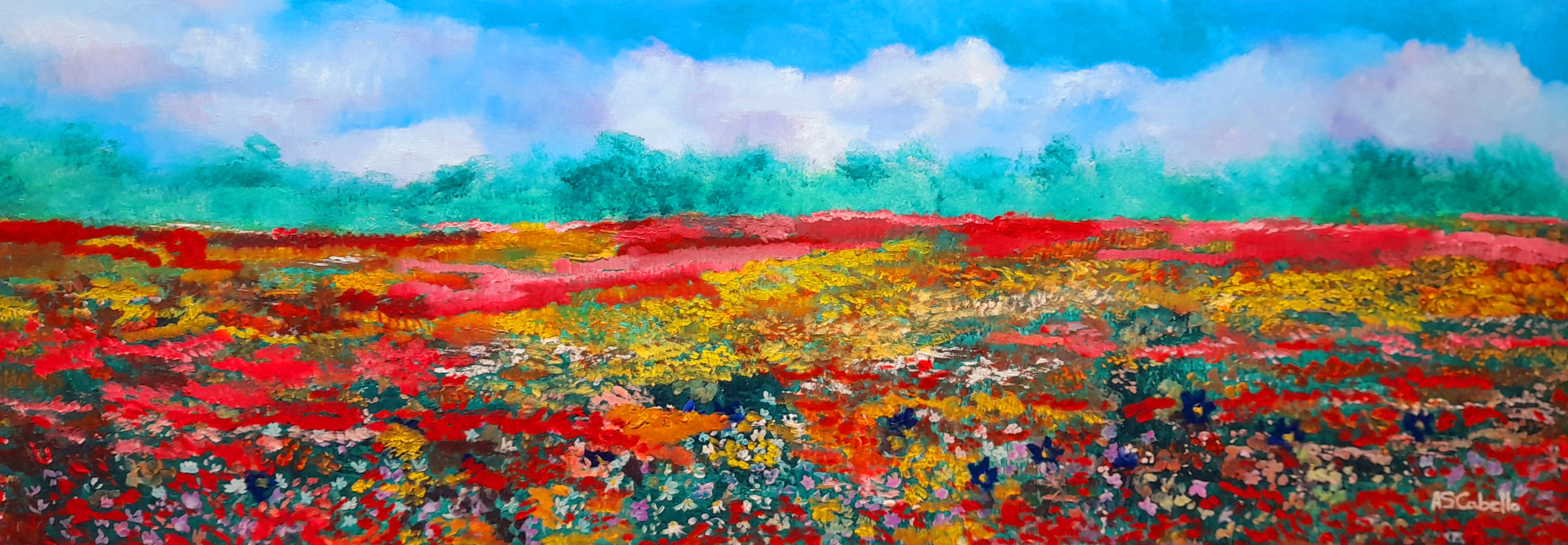 panorama flowered in the meadow