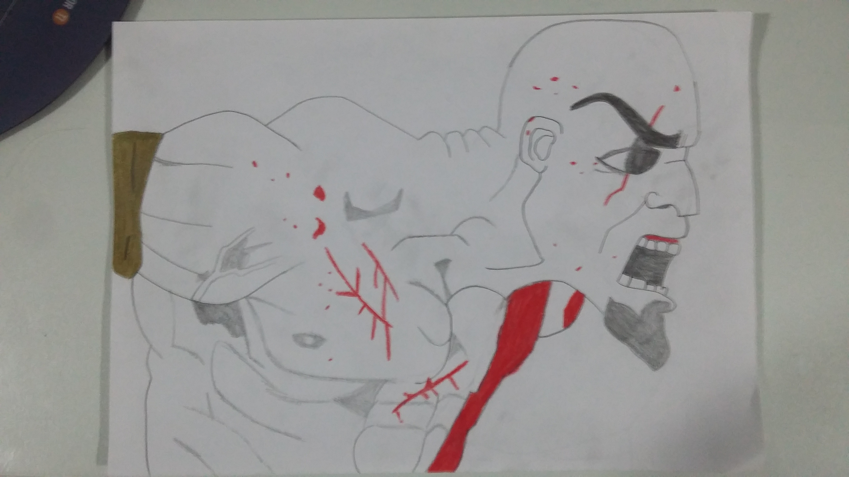 Kratos (god of war), Lápiz, Dibujos, comprar arte original