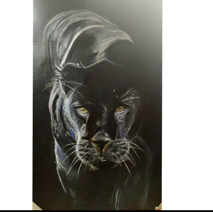 The black panther, Charcoal, Drawings, buy original art