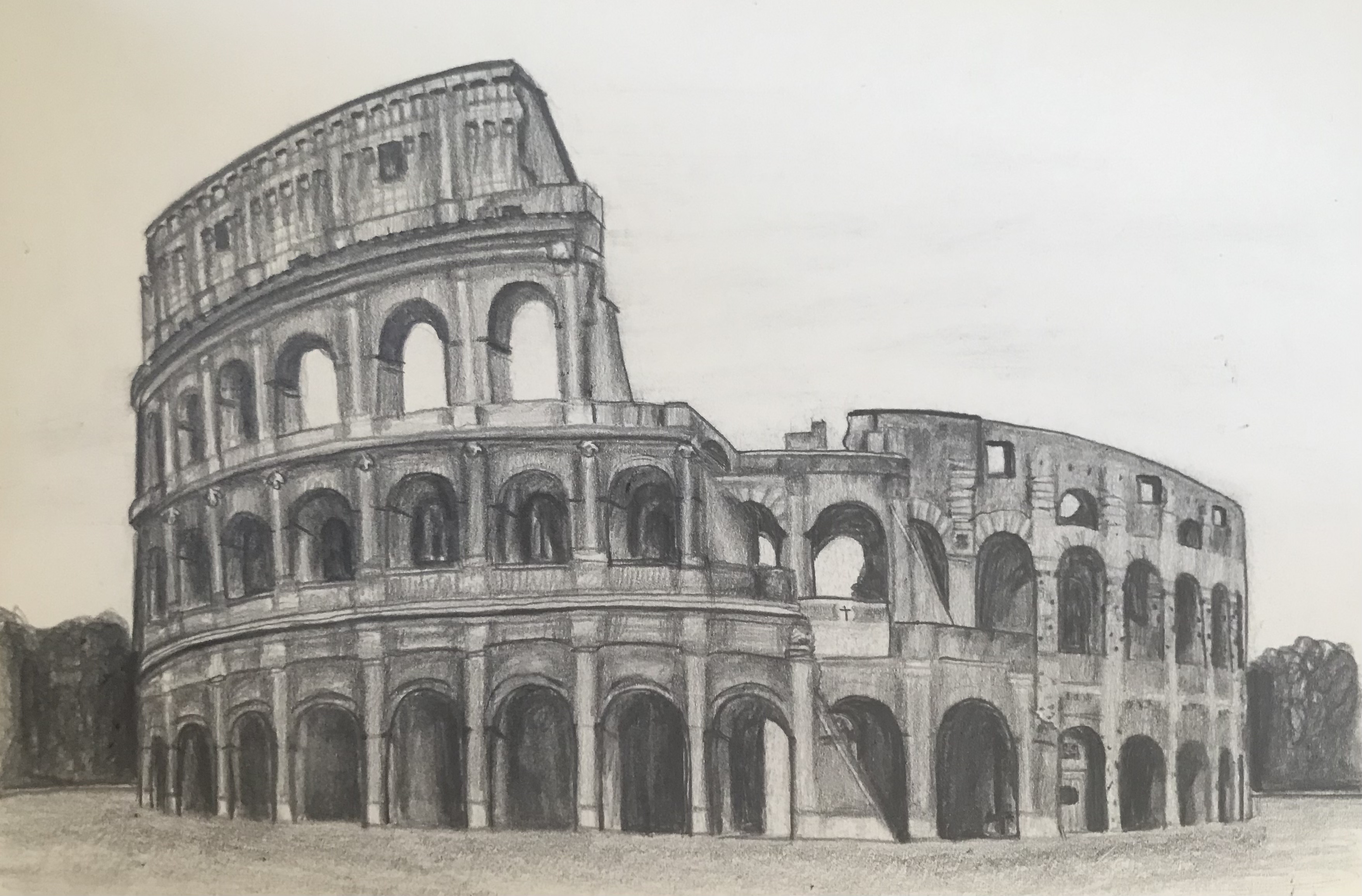 Coliseo de Roma, Lápiz, Dibujos, comprar arte original