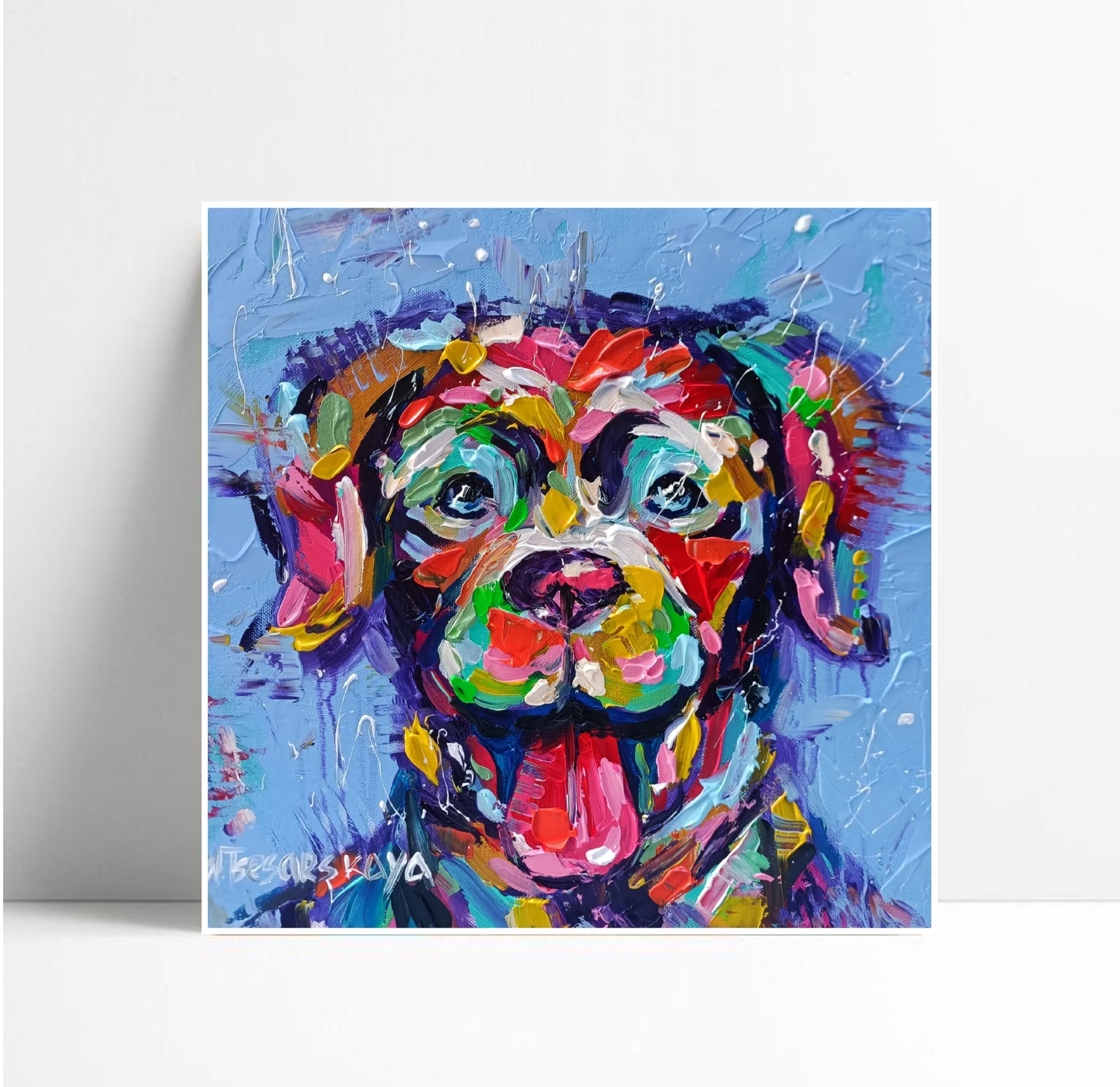 BEST friend - colorful dog painting 40×40