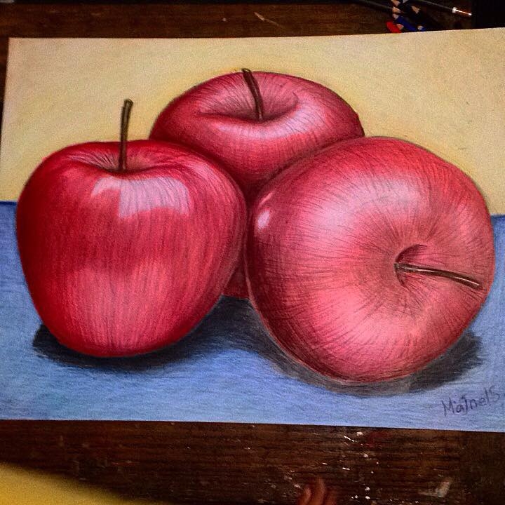 Manzanas, cuadro original, Lápiz (a color) sobre Papel, comprar cuadros