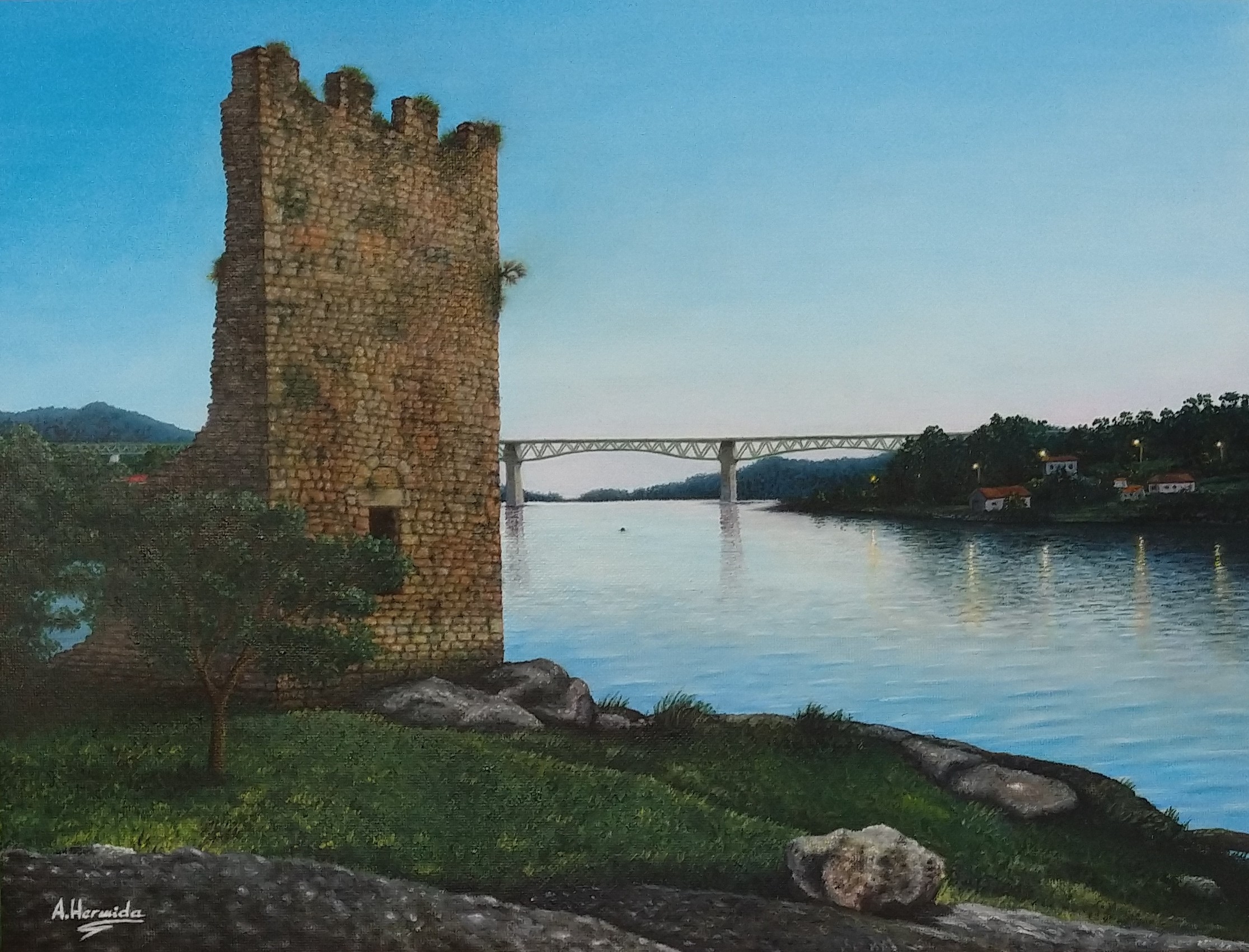 Torres de Oeste (Catoira). Oil on canvas 40x30 cm.