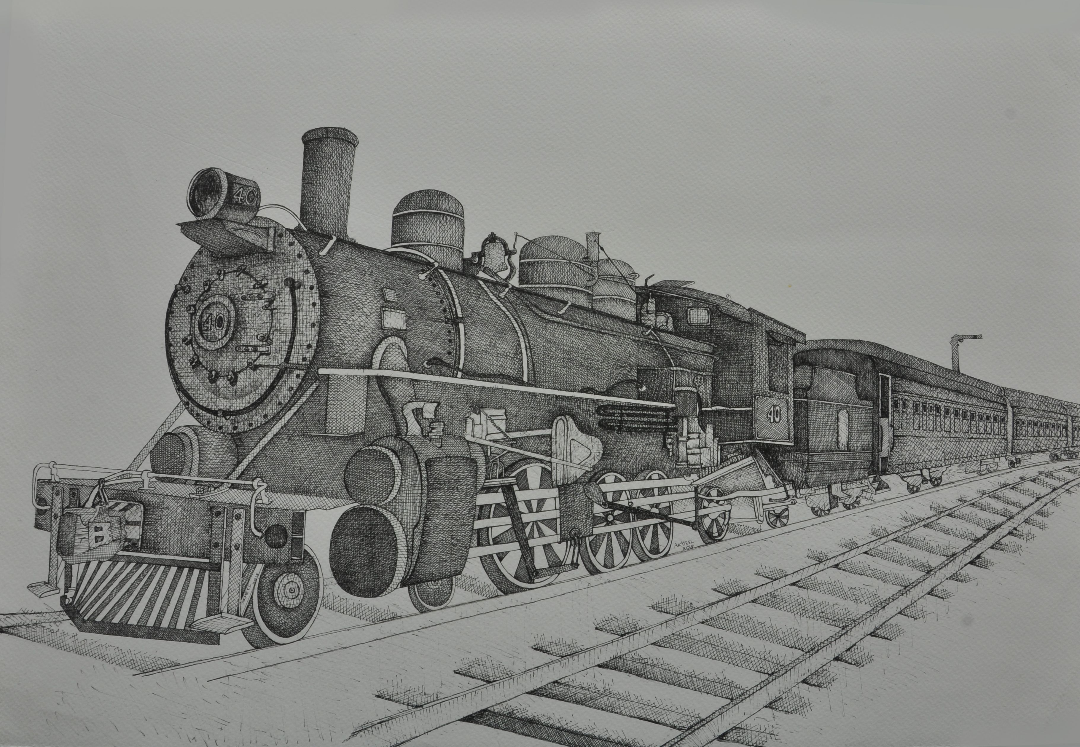Старый поезд рисунок