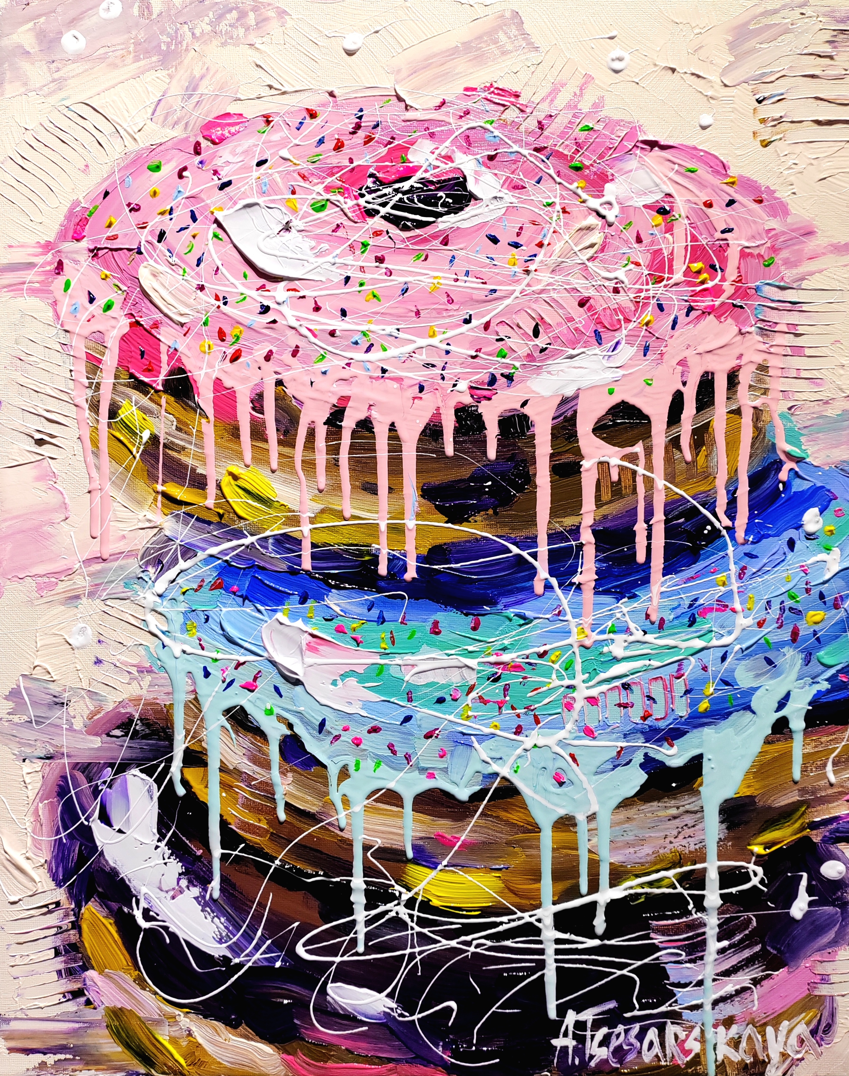Sweet colorful donuts - food painting