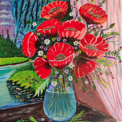 Vase in spring print