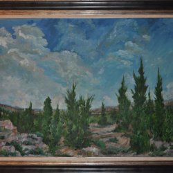 2 Landscape: Pine trees in the mountains 51.18” x 37.8”