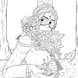 woman in flowers