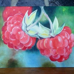 Raspberry. Original oil painting on canvas. Raspberry. Original Oil Painting on Canvas