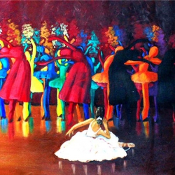 Dancers with flashes of light