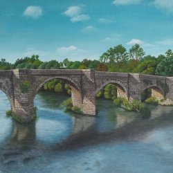 Ponte medieval Pontevea. Oil on canvas 40x30 cm