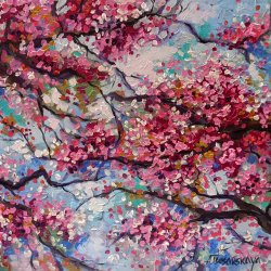 Cherry blossom - flowers tree painting 81×65