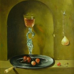 CUP AND HANGED PEAR