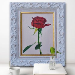Realistic oil painting rose WITH FRAME INCLUDED