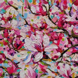 Magnolias field - spring flowers 40 ×40