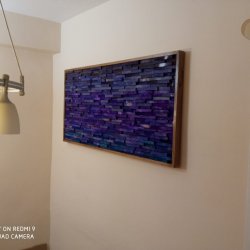Arte de madera recuperada, difusor de sonido, arte geométrico de madera, arte de pared de madera 3d, terapia de color