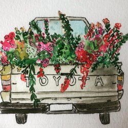 Camioneta con flores