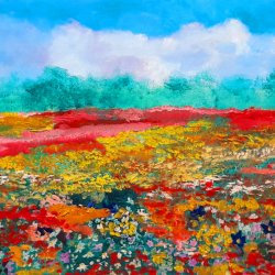 panorama flowered in the meadow