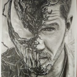 Venom - Dibujo hecho a lápiz y carboncillo