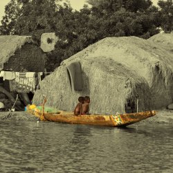 Children in canoe