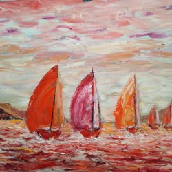 red sailboats