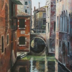 A channel of Venice. Modern oil paintings
