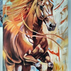 Decorative painting of galloping fire horse