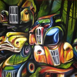 Cars in the forest