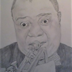 Retrato de Louis Armstrong a lapiz y grafito