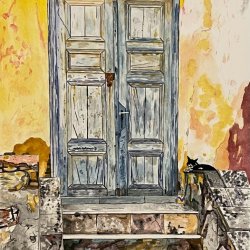 door with cat