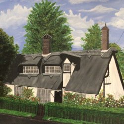 Traditional English house with a thatched roof