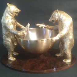 Fuente para servir champán, bronce bañado en oro