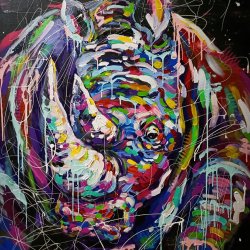 Rhinoceros - colorful portrait 101×76
