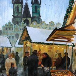 Prague painting - Cityscapes and oil paintings of cities