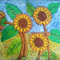 sunflowers and weeds