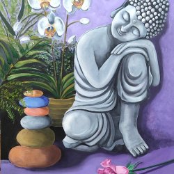 buddha and flowers
