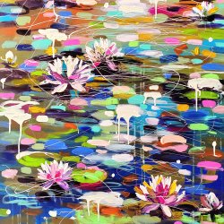 Sunset with Water lilies 92×65