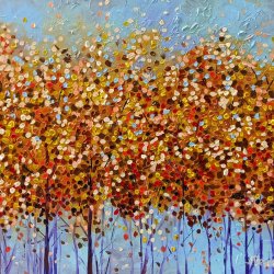 Golden trees - colorful autumn forest 100×81