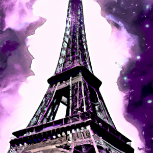 Eiffel Tower Dark Violet Digital Art