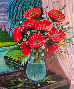Vase in spring print