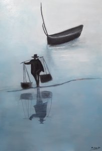El pescador en el lago azul I