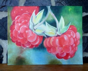 Raspberry. Original oil painting on canvas. Raspberry. Original Oil Painting on Canvas