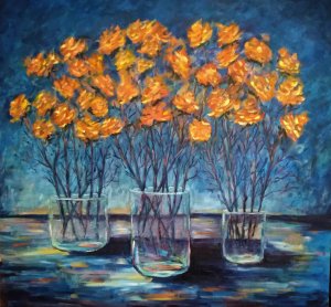 Flores en vasos de cristal