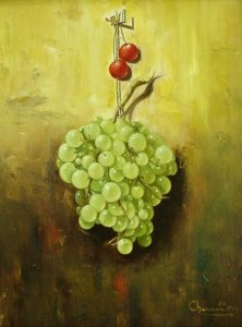 HANGED GRAPES AND TWO CHERRIES